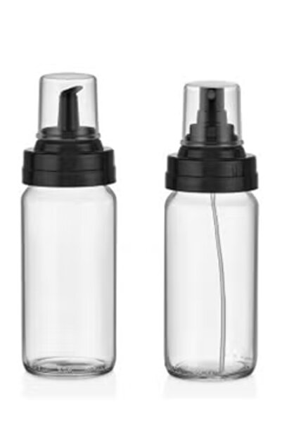 Qlüx زجاجة رذاذ زيت زجاجية 245 سم مكعب و إبريق زيت 245 سم مكعب مجموعة مكونة م...