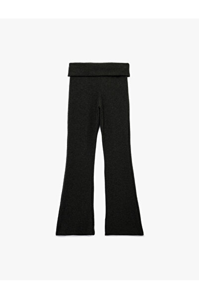 Koton Viscose Blended High Waist Leggings Pants with Spanish Leg