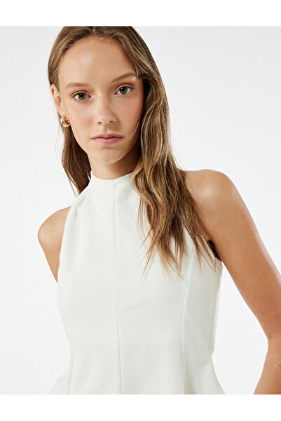 Koton Halter Neck Sleeveless Crepe Peplum Blouse