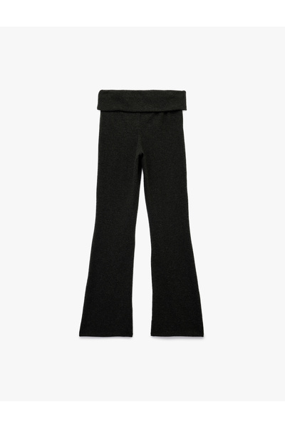 Koton Viscose Blended High Waist Leggings Pants with Spanish Leg