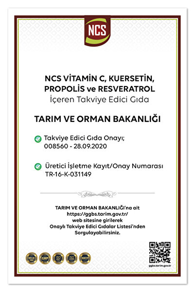 NCS Vitamin C Çinko Propolis Bromelian Çinko Vitamin D 60 Tablet