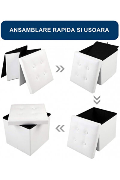 FizioTab FizioTab® Folding Stool with Storage Space, Eco-leather, 38x38x38 cm, White