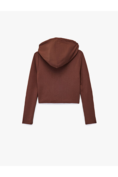 Koton Φούτερ με κουκούλα με φερμουάρ και μακρυμάνικο μοντάλ μεικτό φούτερ