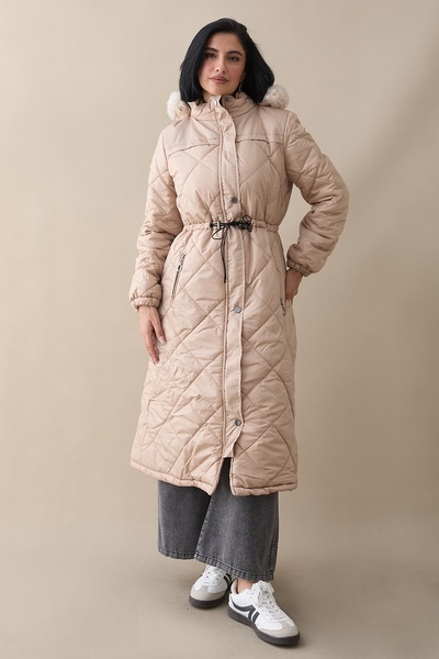 InStyle Palton matlasat bej - talie adunată