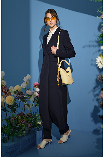 Tam Boy Maksi Ceket Lacivert