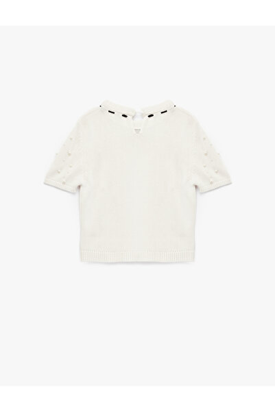 Koton Pulover de tricotaj cu mânecă scurtă și decolteu cu perle