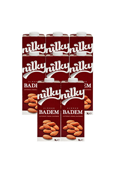 NİLKY Badem Sütü Glütensiz Bitkisel Bazlı Laktosuz Vegan 8x1 Lt