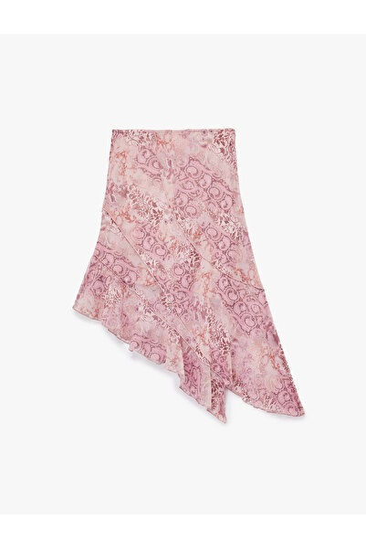 Koton Asymmetrical Cut High Waist Layered Midi Tulle Skirt