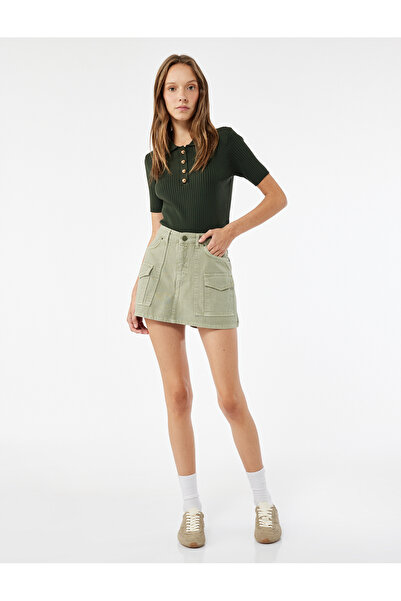 Koton Cotton A-Line Mini Skirt with Cargo Pocket Detail