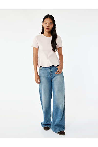 Koton Μπλούζα με κοντό μανίκι Crew λαιμόκοψη