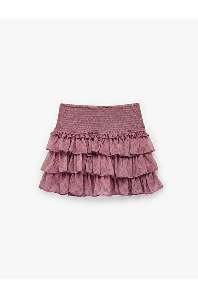 Koton Gipeli Kat Detaylı Volanlı Desenli Mini Şort Etek
