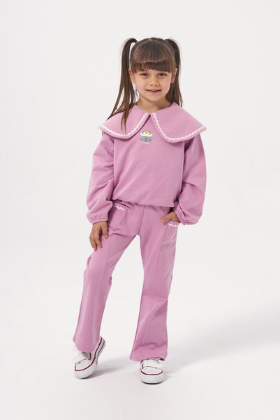 Minipodyum Girl's Large Lapel Pipe Leg Double Suit