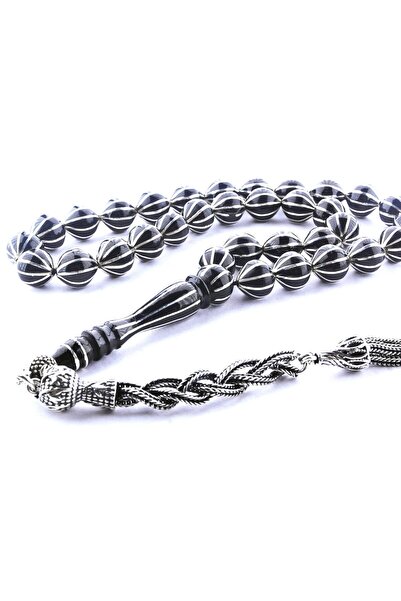 HÜNERTAŞ Oltu Taşı Şalgami Model Onlu Karpuz İşlemeli Tespih