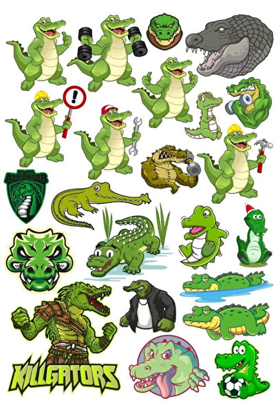 Reysa Tasarım مجموعة ملصقات التمساح 3 20 قطعة للهاتف والكمبيوتر اللوحي والكمب...