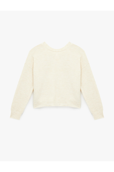 Koton Pulover de tricotaj cu mânecă lungă, cu decolteu, cu detaliu de fundă la spate