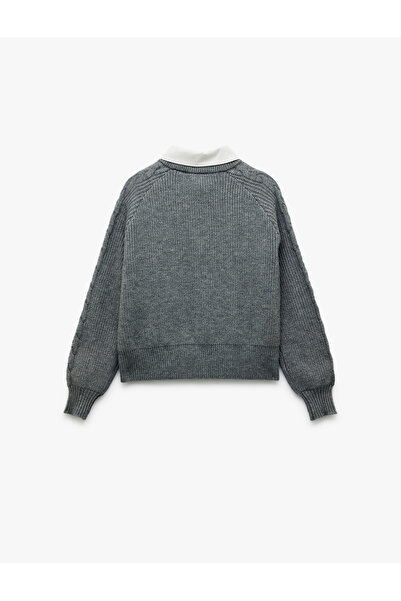 Koton Πουλόβερ με μακρυμάνικο πουκάμισο με γιακά με υφή πλεκτού μαλλιού