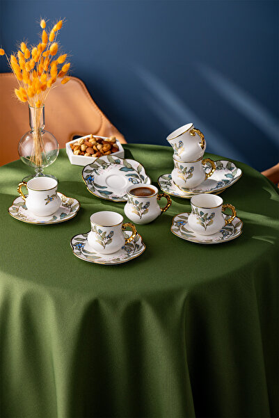 İSTANBUL PORSELEN طقم فناجين قهوة ريفا من إمسان لـ 6 أشخاص