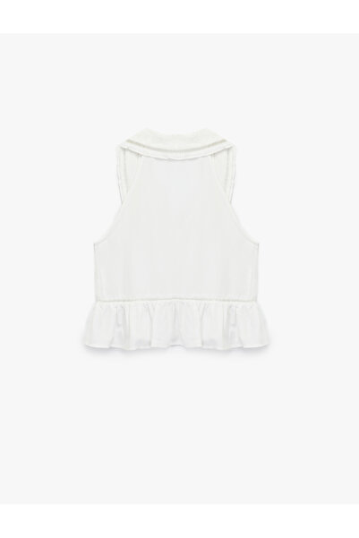 Koton Bluză din viscoză, fără mâneci, cu guler bebeluș, cu detaliu de broderie și nasturi