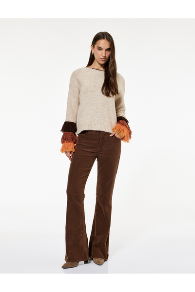 Koton Pulover tricotat cu mânecă lungă, cu ciucuri multicolore