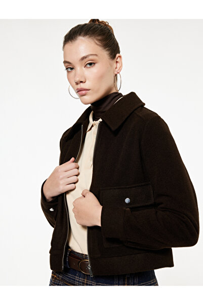 Koton Jachetă oversize cu fermoar, cu mâneci lungi, cu guler clasic și detali...