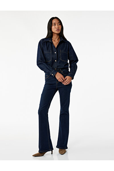 Koton Hosszú ujjú klasszikus galléros farmer ing zsebrészlettel