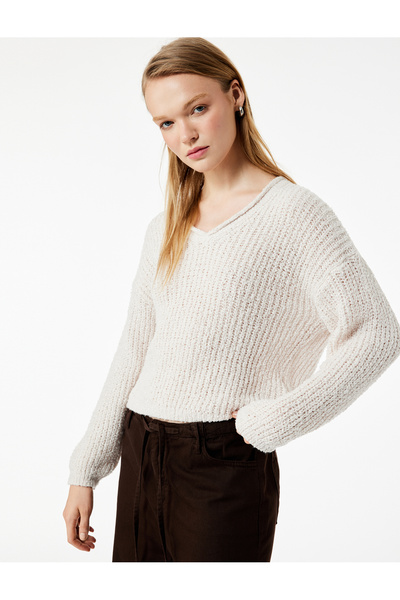 Koton Pulover cu mânecă lungă cu decolteu în V Buklet