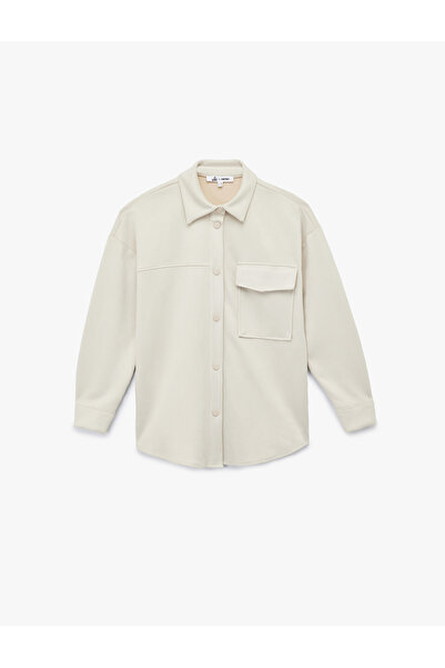 Koton Κλασικό πουκάμισο με λεπτομέρεια τσέπης με κολάρο, με κουμπιά, σε εμφάνιση σουέτ