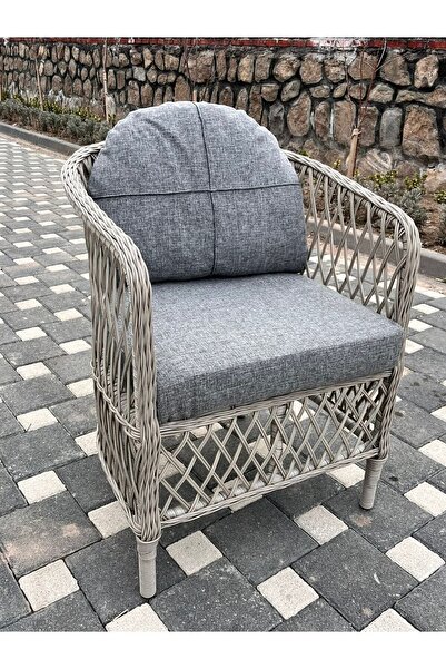 Tu Tienda Tire Alüminyum 2+1+1+Masa+Tekli Salıncak Bahçe Balkon Mobilyası,Beyaz Rattan-Gri Minder