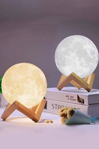 MUJGAN Dekoratif 3d Ay Gece Lambası - Başucu Lambası