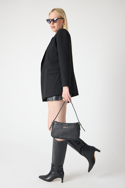 Meskanto Baget Genuine Leather Double Color Strap Hand and Shoulder Bag