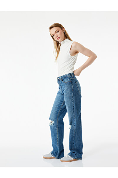 Koton Kopott pamut egyenes szárú, egyenes szabású farmernadrág - egyenes szárú farmernadrág