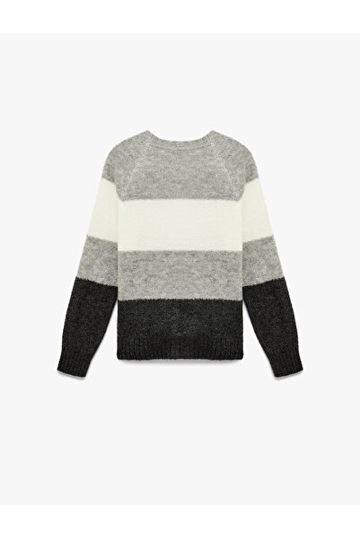 Koton Pulover de tricotaj cu mâneci lungi, cu decolteu, bloc de culoare