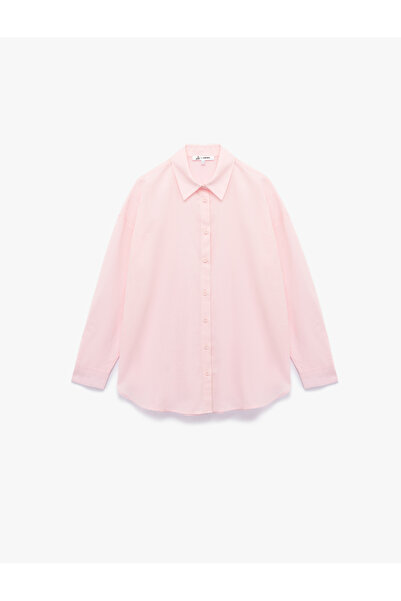 Koton Cămașă oversize cu mânecă lungă, cu guler clasic, cu nasturi, din bumbac