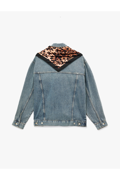 Koton Βαμβακερό μακρυμάνικο τζιν μπουφάν με κλασικό γιακά και λεπτομέρεια τσέπης με κουμπιά