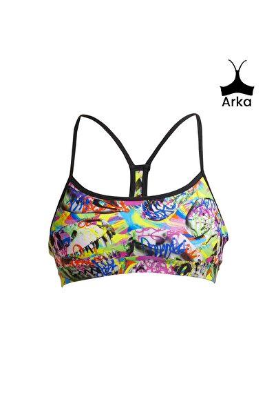 FUNKİTA Women's Fossil Fuel Swim Crop Top Single Top