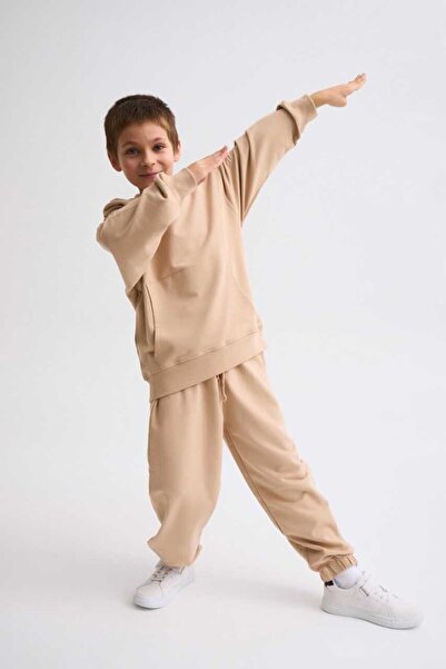 THERECOLOR Beige Organic Sweatpants Boys' Two-Pocket Lace-up