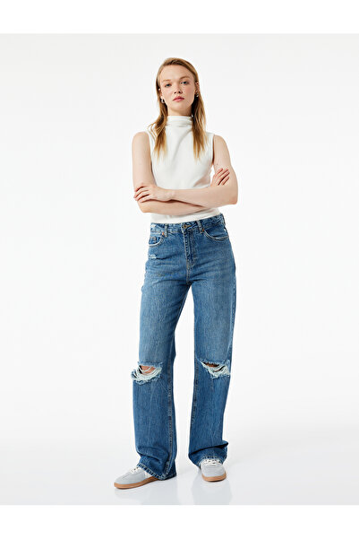 Koton Kopott pamut egyenes szárú, egyenes szabású farmernadrág - egyenes szárú farmernadrág