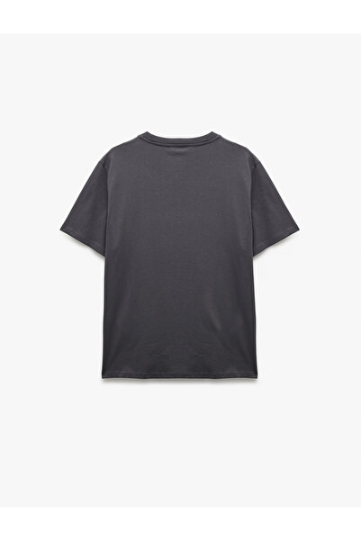 Koton Бавовняна футболка з коротким рукавом, прямий крій, комір-стійка, принт