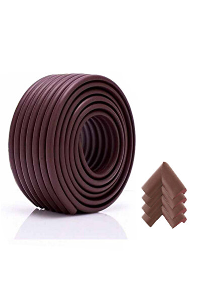 Evokids (2 μέτρα προστατευτικό άκρων πολλαπλών χρήσεων + 4 γωνίες) Καφέ προστατευτικό άκρων από καουτσούκ πολλαπλών χρήσεων