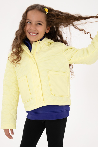 U.S. Polo Assn. Kız Çocuk Sarı Kapitone Kapüşonlu Şişme Mont 50313157-VR044