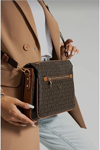 Just Polo Brown and Tan Colored Women's Shoulder Bag - BD2068