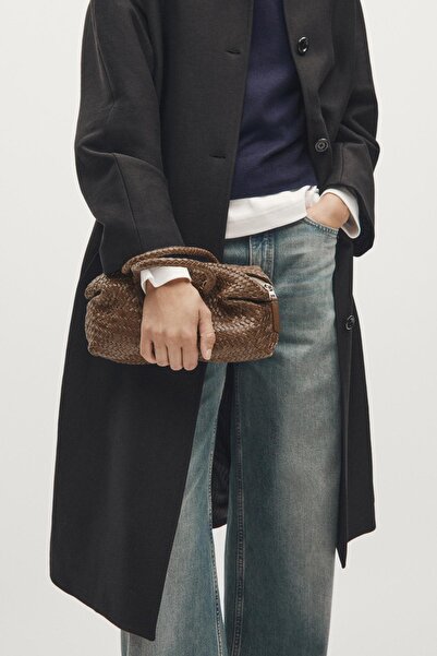 Massimo Dutti Küçük örgü napa deri satchel çanta