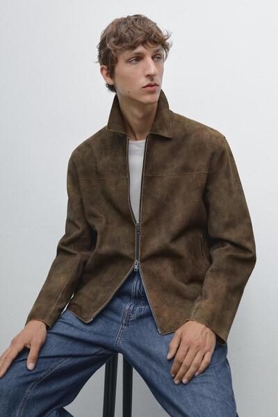 Massimo Dutti Süet keçi derisi ceket