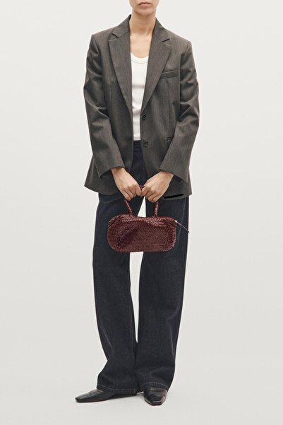 Massimo Dutti Küçük örgü napa deri satchel çanta