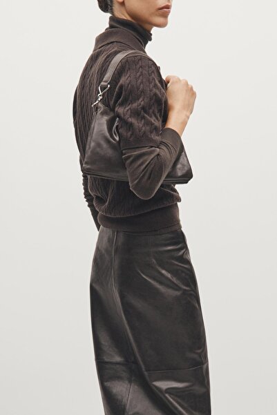 Massimo Dutti Bölmeli küçük deri çanta