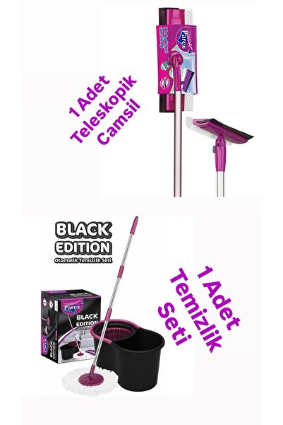Parex Mop Black Edition Döner Başlıklı Temizlik Seti Ve 2 Adet Yedek Mop