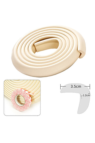 Evokids Kalın Kauçuk Kenar Koruyucu (KREM) Bebek Çocuk Masa Mobilya Kenar Koruma