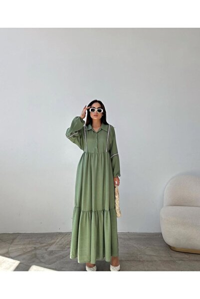 Swan Woman ROCHIE DETALIE DENTELA DE LENJIERA PERA VERDE