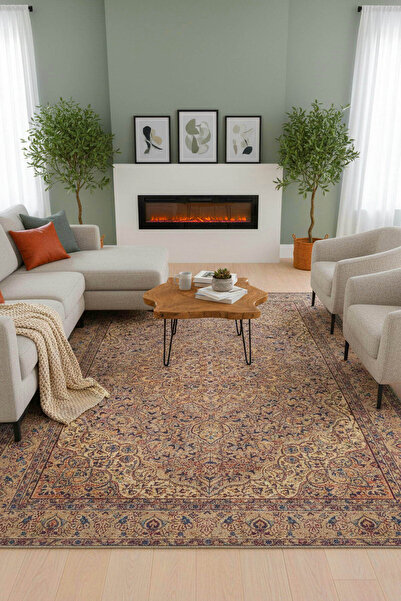 ARTLOOP Blues Vintage Desenli Dokuma Taban Dekoratif Kahverengi Halı AL 25