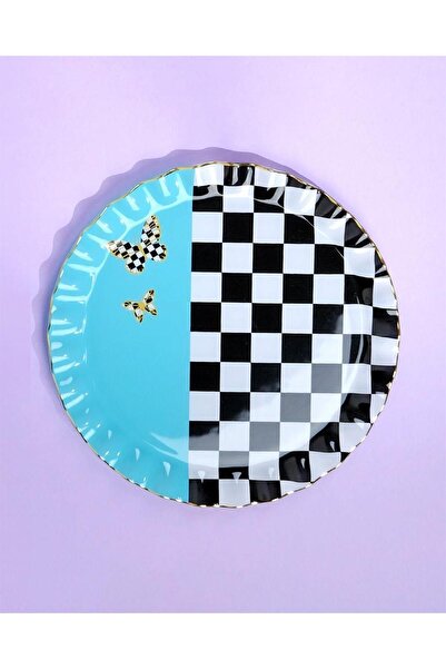 Glore Audra Gold Gilded Glass Serving Plate Set for 6 People 28093